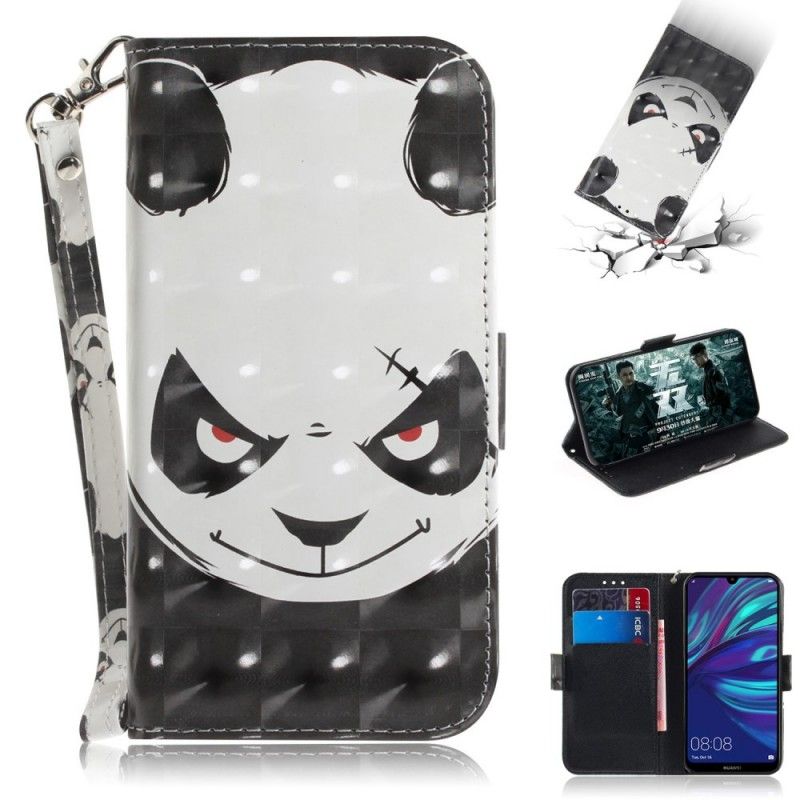 Flip Cover Læder for Huawei P30 Lite Vred Panda Med Rem