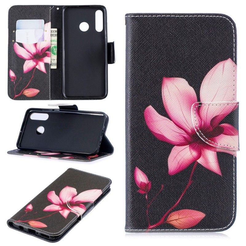 Flip Cover Læder Huawei P30 Lite Lyserød Blomst