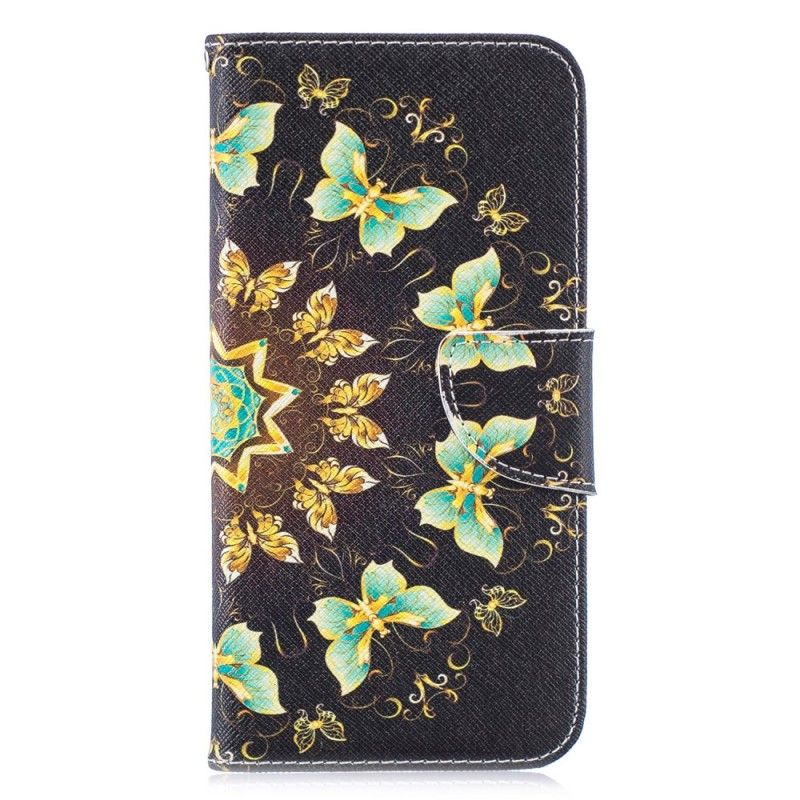 Flip Cover Læder Huawei P30 Lite Sommerfuglemandala