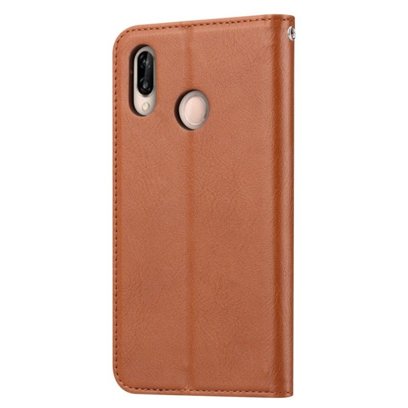 Læder Cover for Huawei P30 Lite Sort Kortholder I Kunstlæder