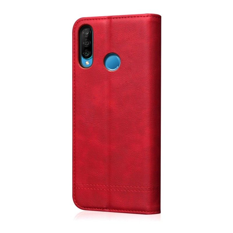 Læder Cover Huawei P30 Lite Sort Syet Lædereffekt