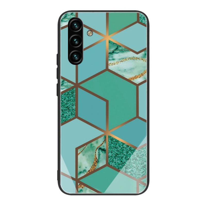 Cover Samsung Galaxy A13 5G / A04s Geometri Marmor Hærdet Glas