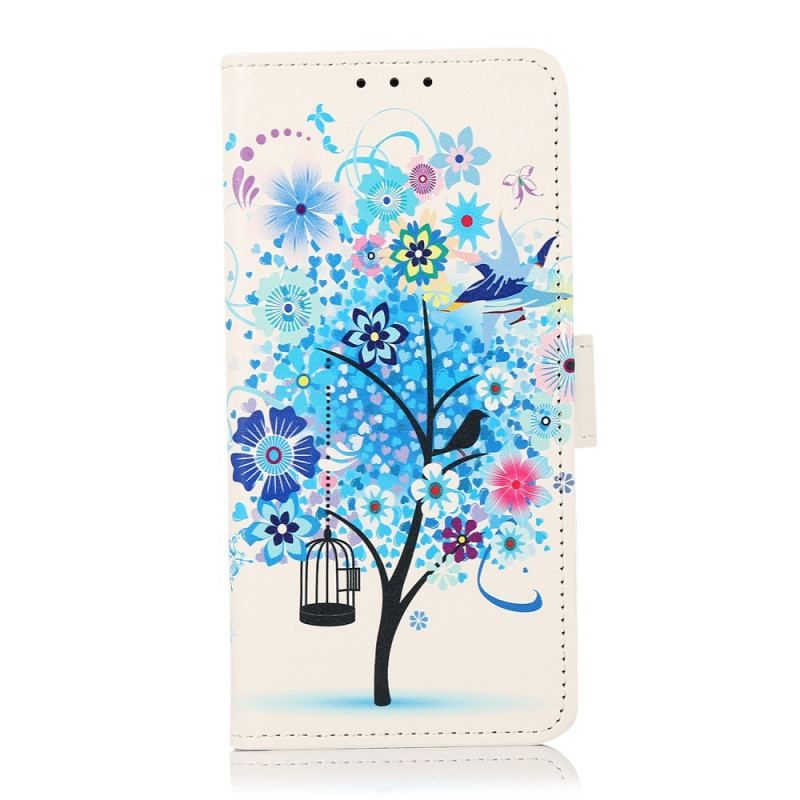 Læder Cover Samsung Galaxy A13 5G / A04s Blomstrende Træ