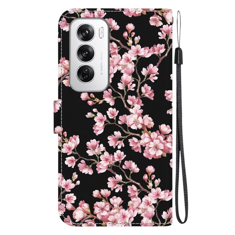 Flip Cover Til Oppo Reno 12 5g Blommeblomster Med Rem