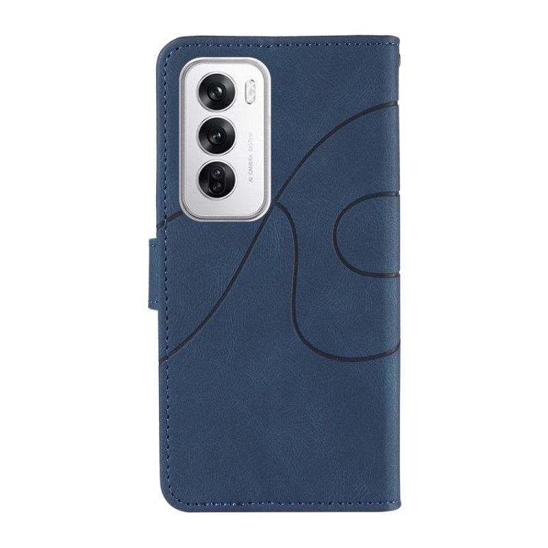 Læder Cover Oppo Reno 12 5g Telefon Etui Bølgelinjer