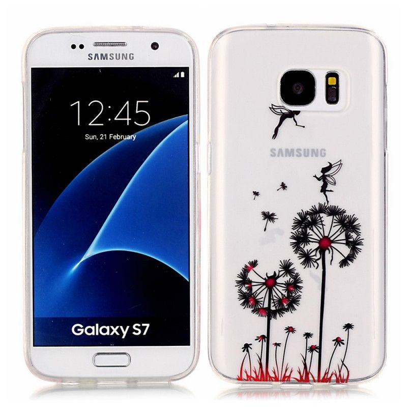 Cover for Samsung Galaxy S7 Gennemsigtige Røde Mælkebøtter