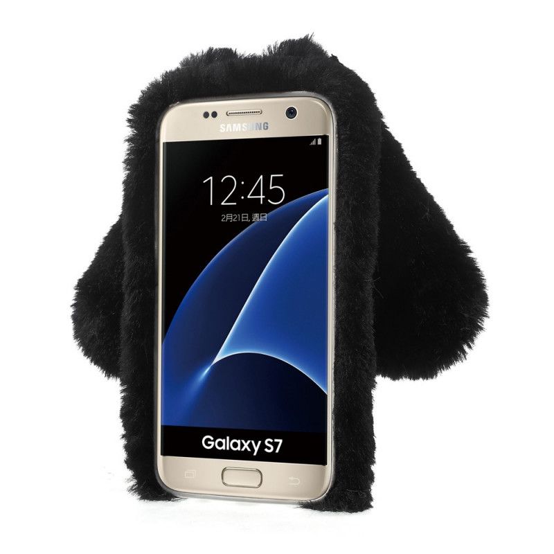 Cover for Samsung Galaxy S7 Sort Kanin Diamanter Ører