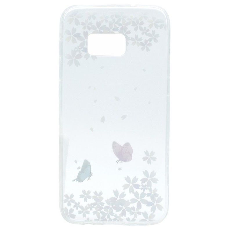 Cover Samsung Galaxy S7 Mobilcover Gennemsigtige Sommerfugle Og Blomster