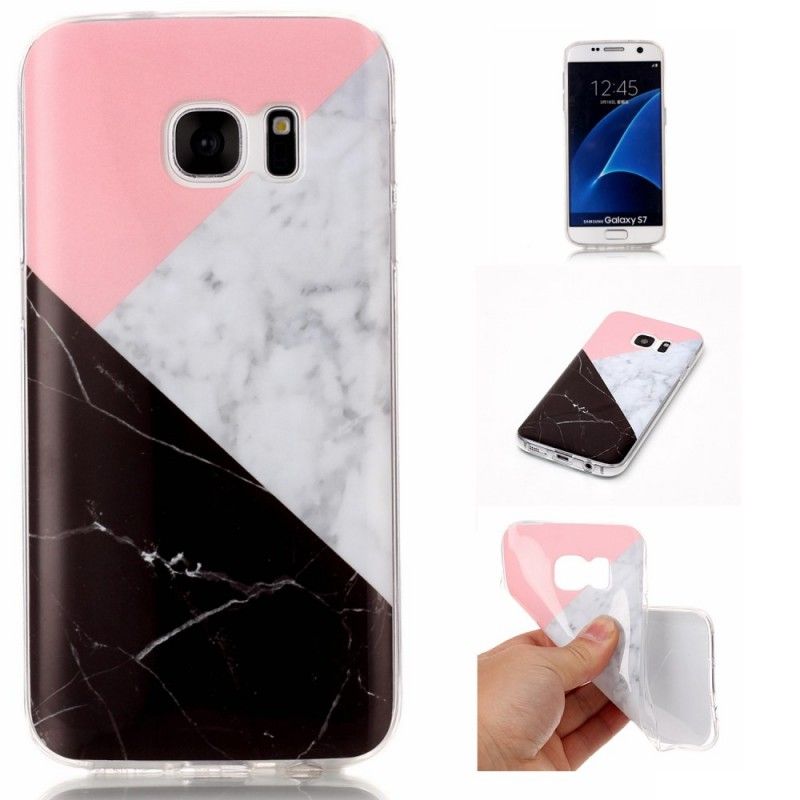 Cover Samsung Galaxy S7 Mobilcover Geometrisk Marmoreffekt