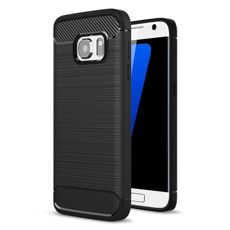 Cover Samsung Galaxy S7 Sort Børstet Kulfiber