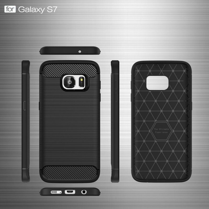 Cover Samsung Galaxy S7 Sort Børstet Kulfiber