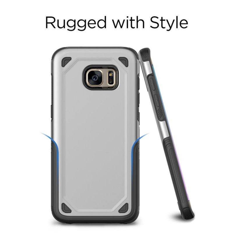 Cover Samsung Galaxy S7 Sort Metaleffekt Rustning Beskyttelse