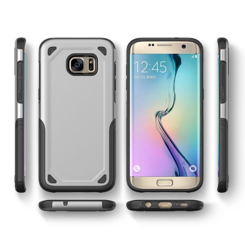 Cover Samsung Galaxy S7 Sort Metaleffekt Rustning Beskyttelse