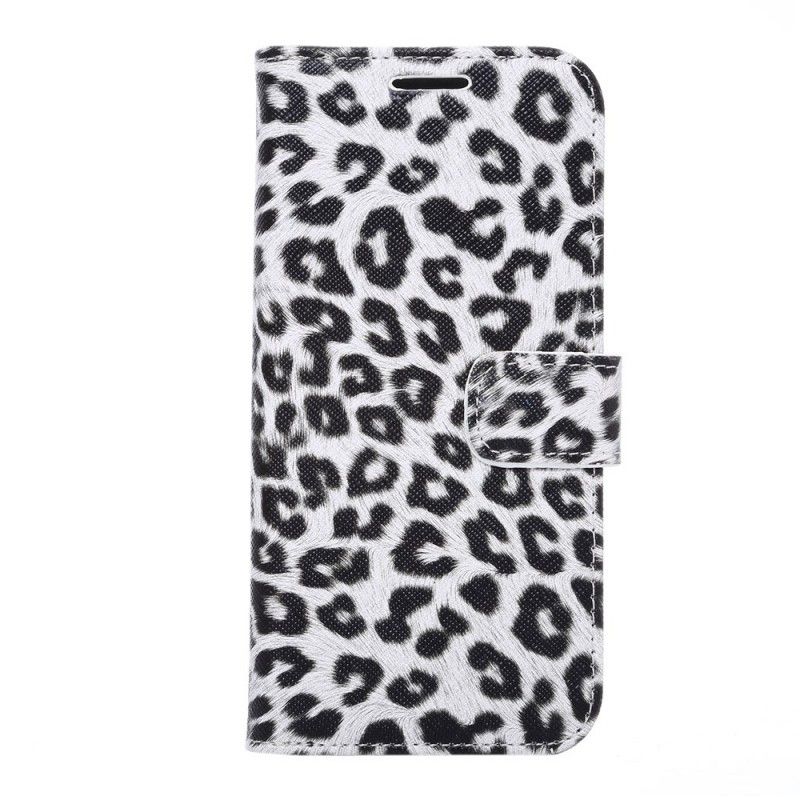 Flip Cover Læder Samsung Galaxy S7 Hvid Leopard Original