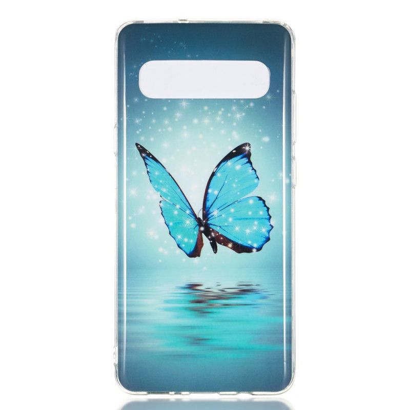 Cover for Samsung Galaxy S10 5G Fluorescerende Blå Sommerfugl