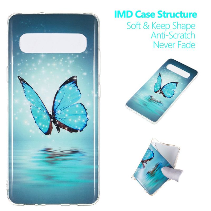 Cover for Samsung Galaxy S10 5G Fluorescerende Blå Sommerfugl