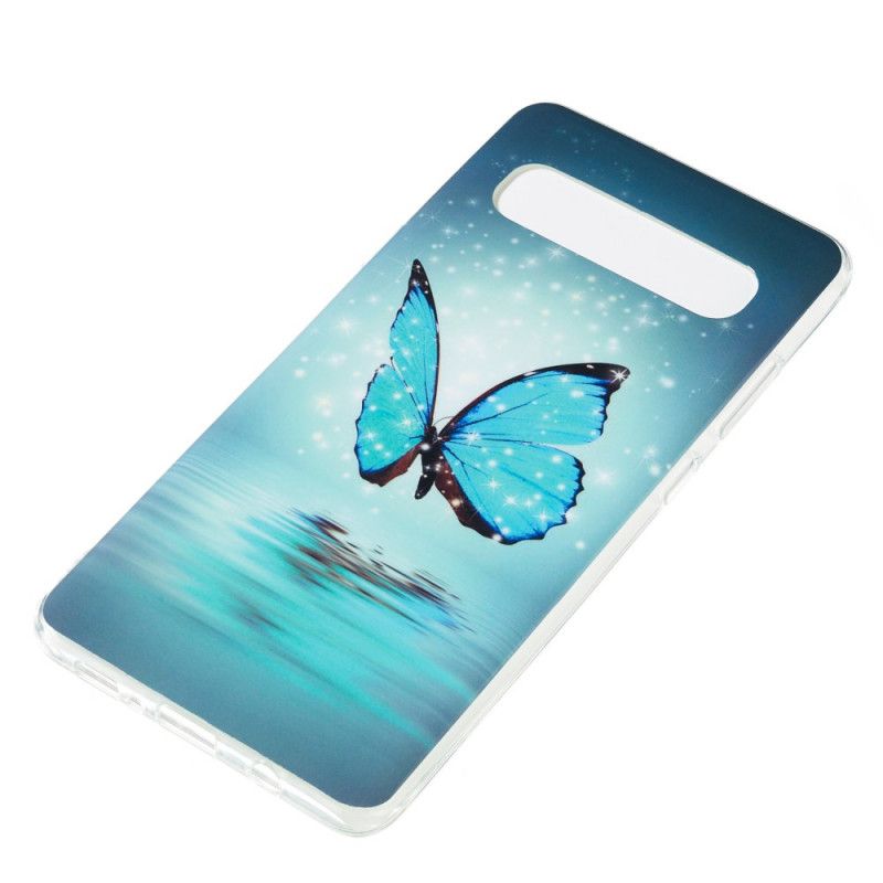 Cover for Samsung Galaxy S10 5G Fluorescerende Blå Sommerfugl