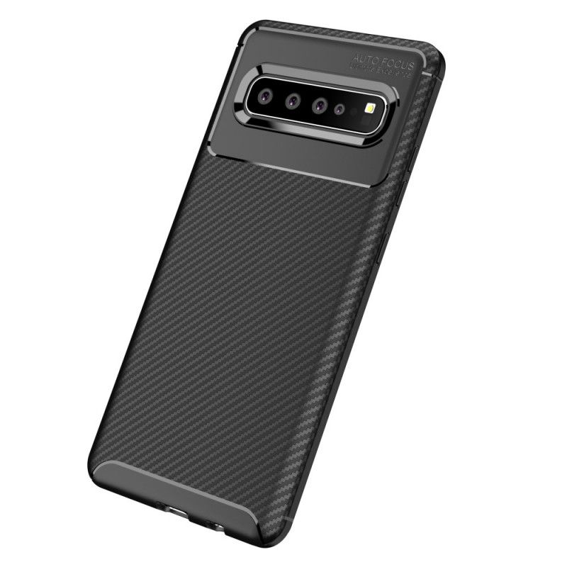 Cover for Samsung Galaxy S10 5G Sort Fleksibel Kulfibertekstur