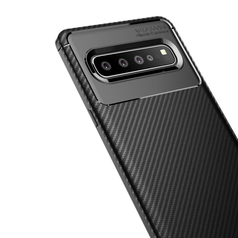 Cover for Samsung Galaxy S10 5G Sort Fleksibel Kulfibertekstur