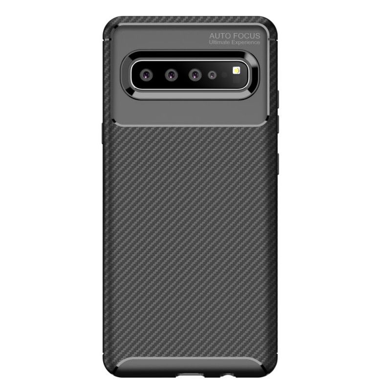 Cover for Samsung Galaxy S10 5G Sort Fleksibel Kulfibertekstur