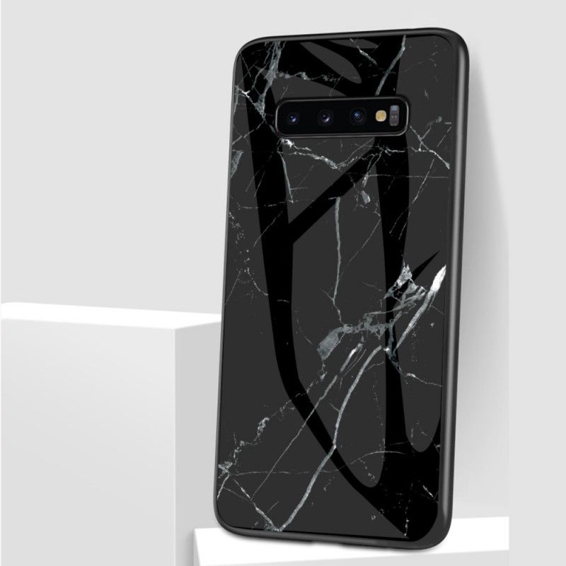 Cover for Samsung Galaxy S10 5G Sort Hærdet Marmorglas