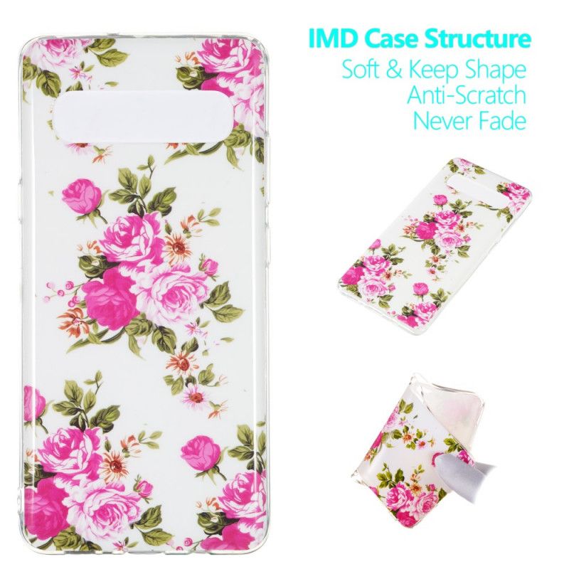 Cover Samsung Galaxy S10 5G Mobilcover Fluorescerende Frihedsblomster