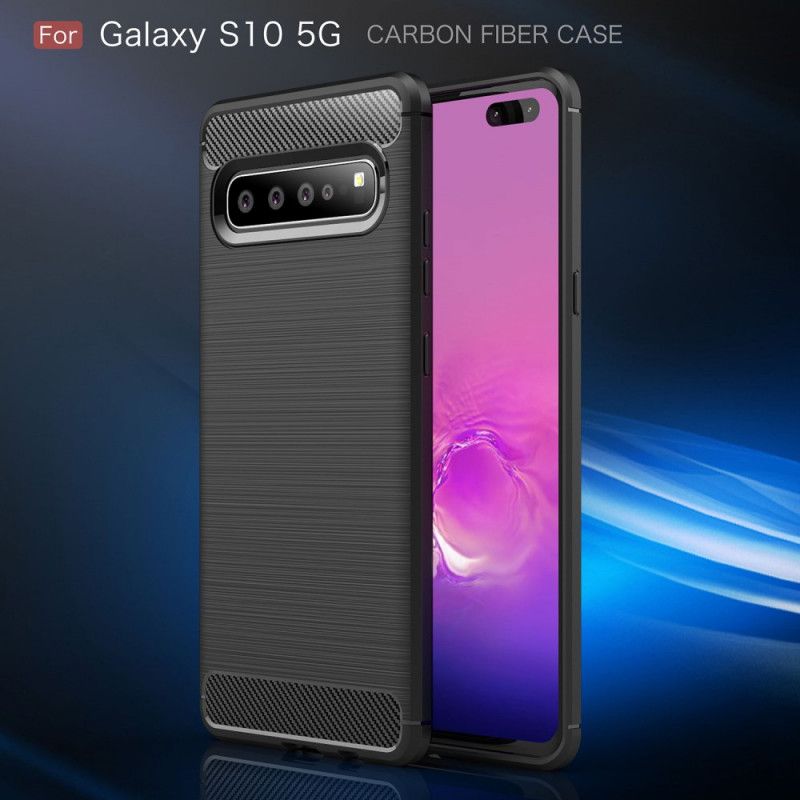 Cover Samsung Galaxy S10 5G Sort Børstet Kulfiber