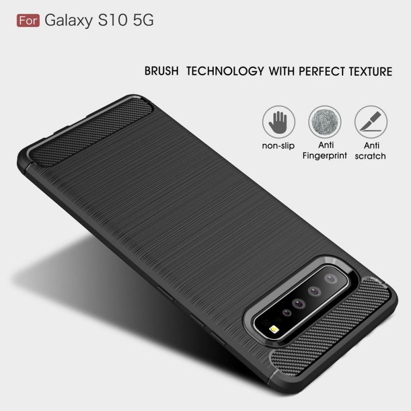 Cover Samsung Galaxy S10 5G Sort Børstet Kulfiber