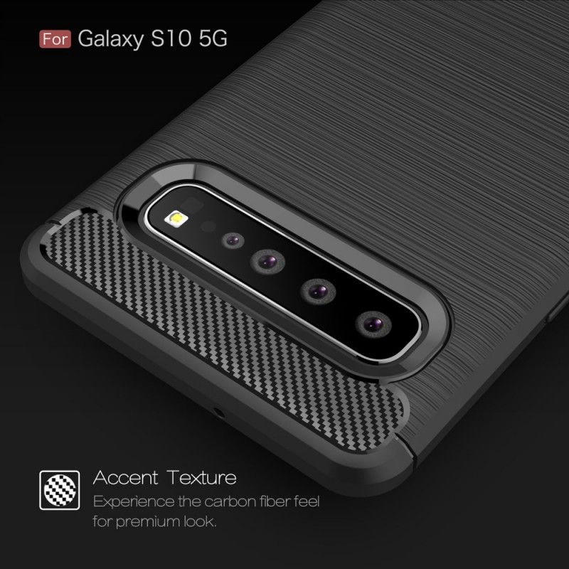 Cover Samsung Galaxy S10 5G Sort Børstet Kulfiber