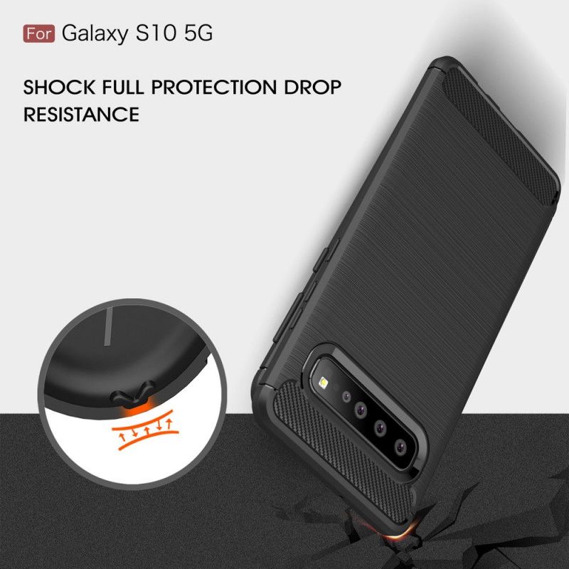 Cover Samsung Galaxy S10 5G Sort Børstet Kulfiber