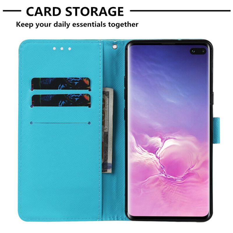 Flip Cover Læder for Samsung Galaxy S10 5G Gyldne Sommerfugle