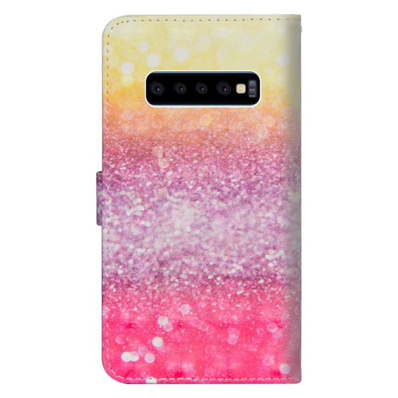 Flip Cover Læder Samsung Galaxy S10 5G Gradient Magenta Glitter