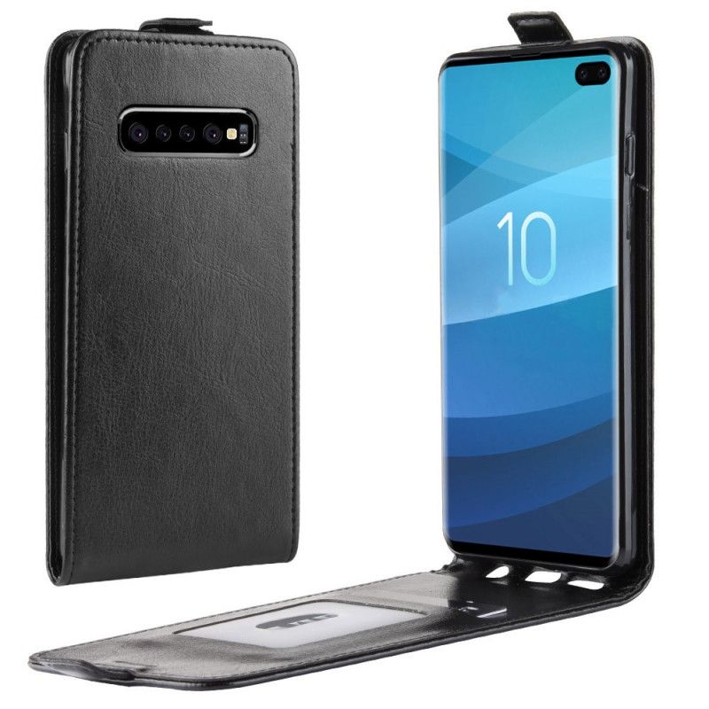 Flip Cover Læder Samsung Galaxy S10 5G Sort Foldning Af Lædereffekt