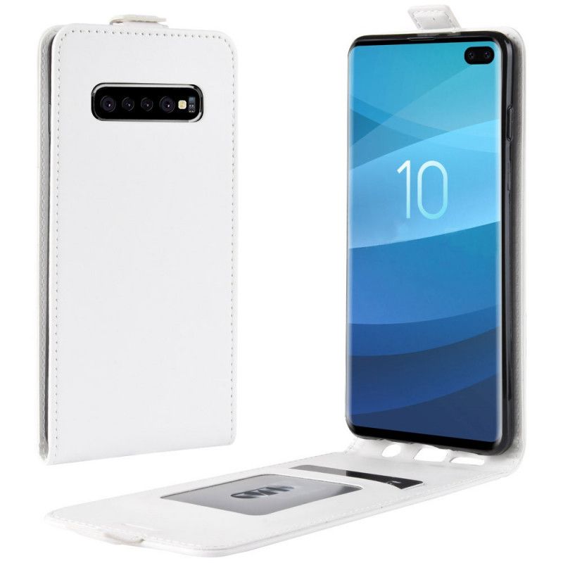 Flip Cover Læder Samsung Galaxy S10 5G Sort Foldning Af Lædereffekt