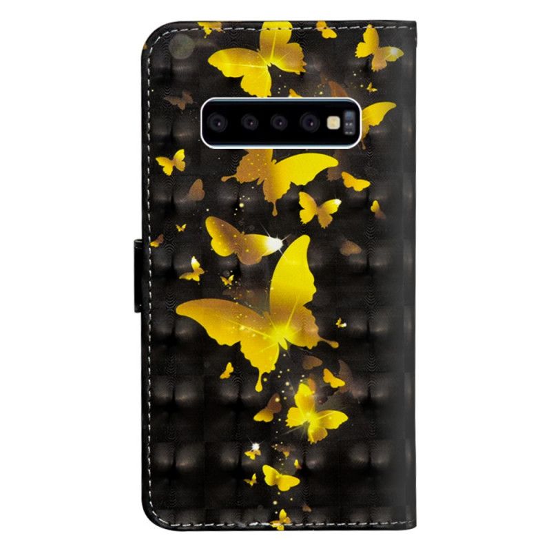 Flip Cover Samsung Galaxy S10 5G Gule Sommerfugle