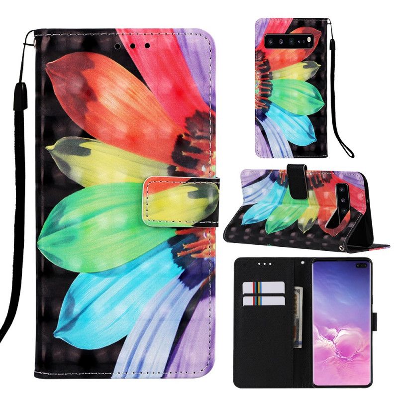 Flip Cover Samsung Galaxy S10 5G Intens Akvarelblomst