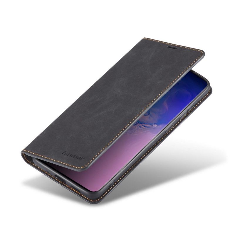 Læder Cover Samsung Galaxy S10 5G Sort Forwenw Lædereffekt