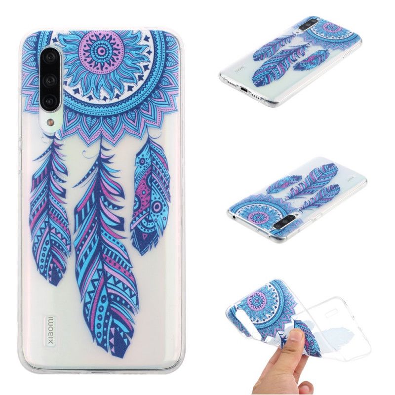 Cover for Xiaomi Mi A3 Gennemsigtig Fangst Drømmer Blå Fjer