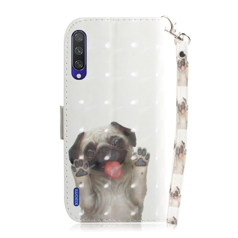 Flip Cover Læder for Xiaomi Mi A3 Elsker Min Hund Med Rem