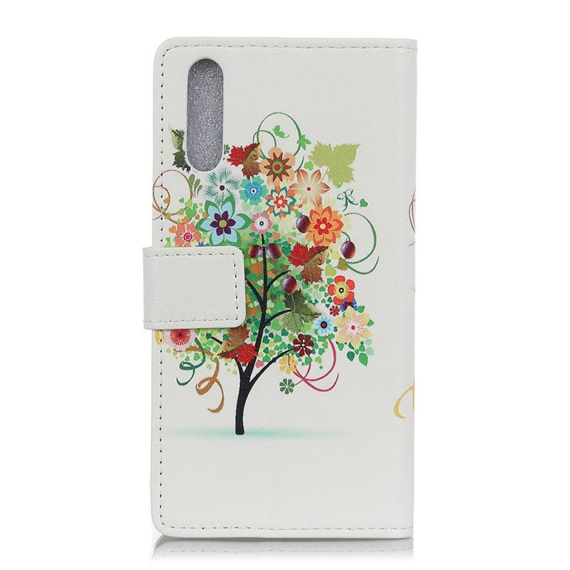 Flip Cover Xiaomi Mi A3 Orange Blomstrende Træ