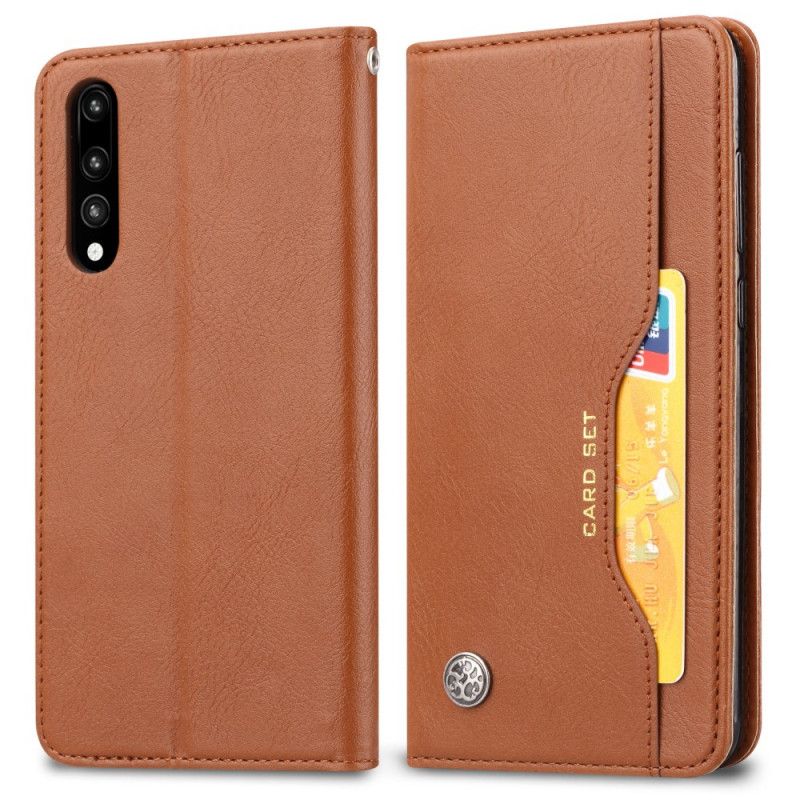 Læder Cover Xiaomi Mi A3 Sort Kortholder I Kunstlæder