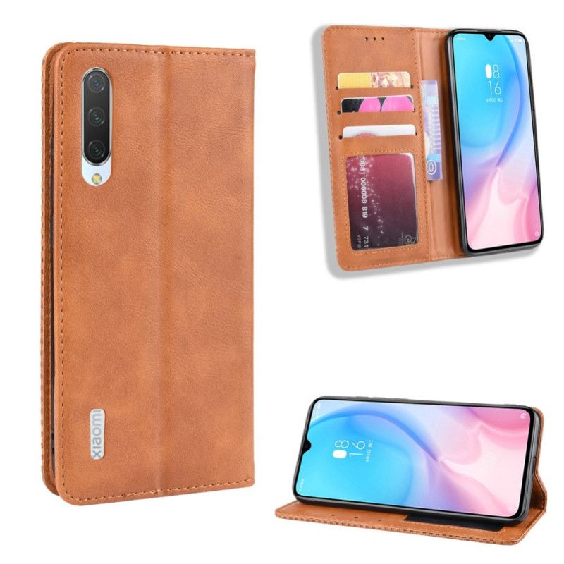 Læder Cover Xiaomi Mi A3 Sort Stiliseret Vintage Lædereffekt