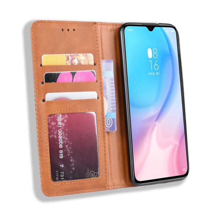 Læder Cover Xiaomi Mi A3 Sort Stiliseret Vintage Lædereffekt