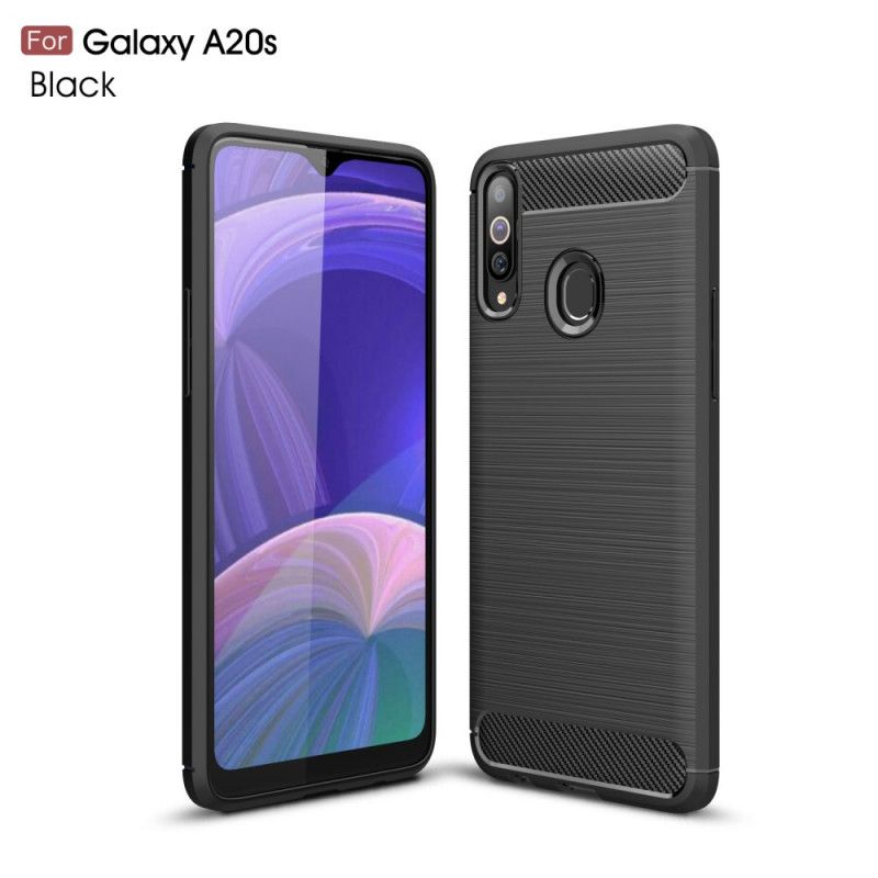 Cover Samsung Galaxy A20s Sort Børstet Kulfiber Original