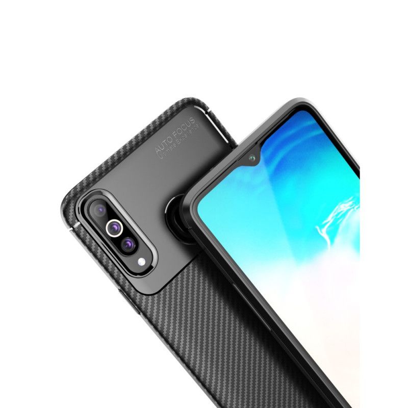 Cover Samsung Galaxy A20s Sort Fleksibel Kulfibertekstur