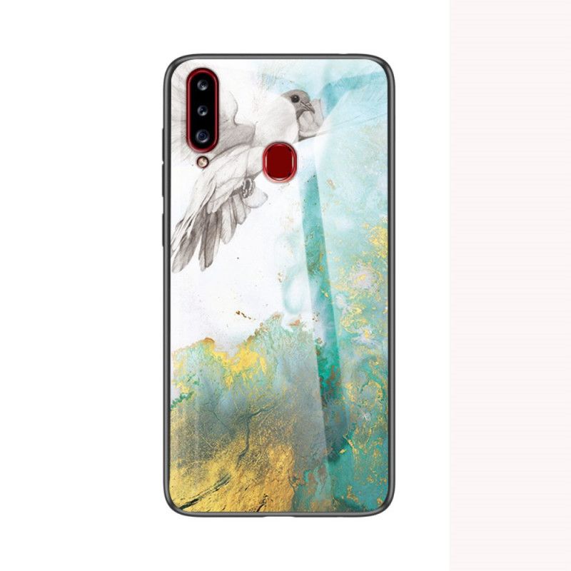 Cover Samsung Galaxy A20s Sort Hærdet Marmorglas Beskyttelse