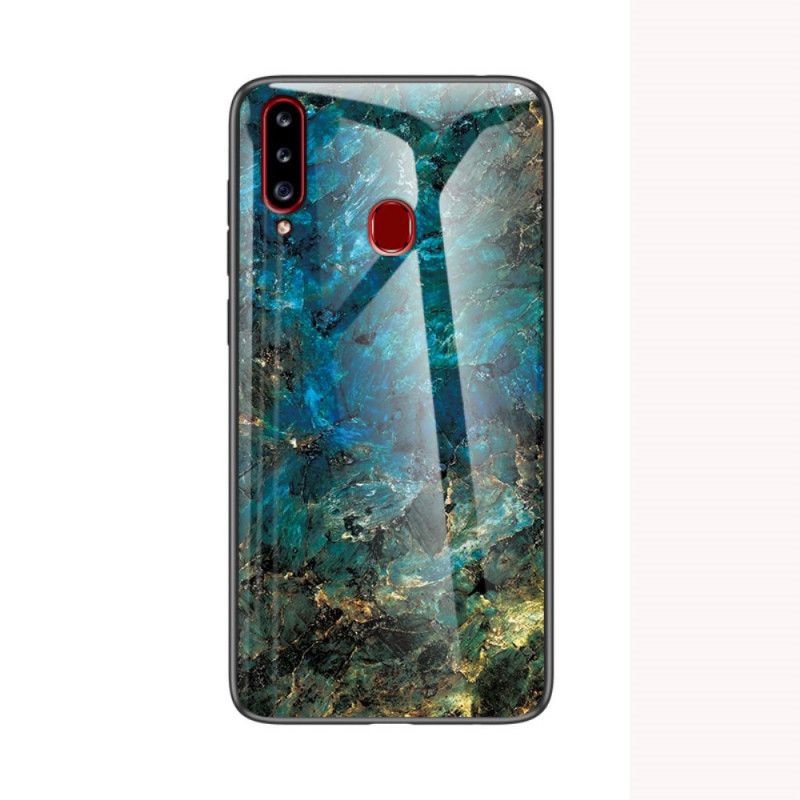 Cover Samsung Galaxy A20s Sort Hærdet Marmorglas Beskyttelse