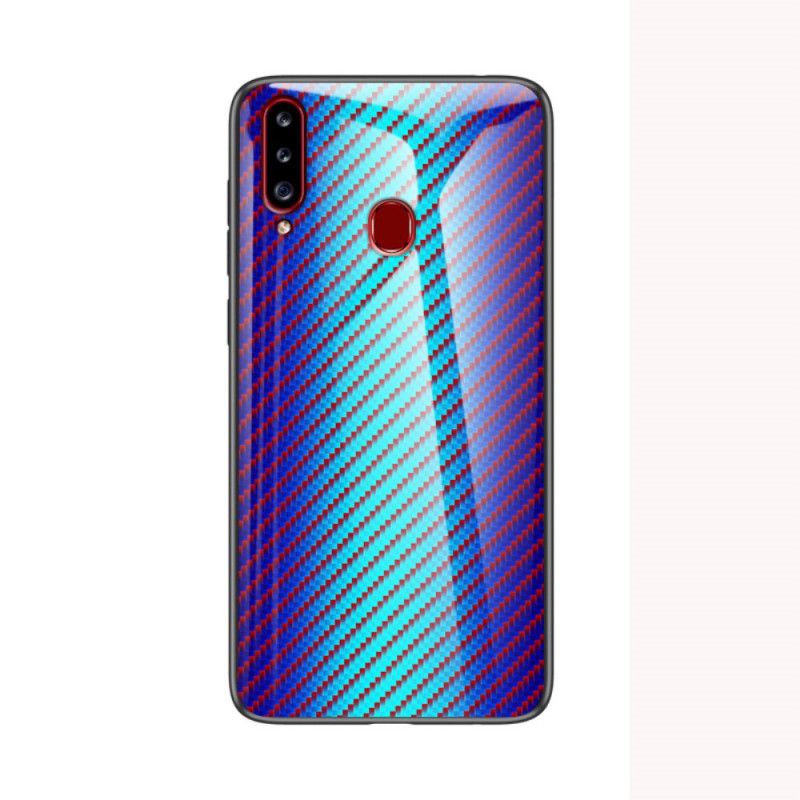 Cover Samsung Galaxy A20s Sort Kulfiber Hærdet Glas Beskyttelse