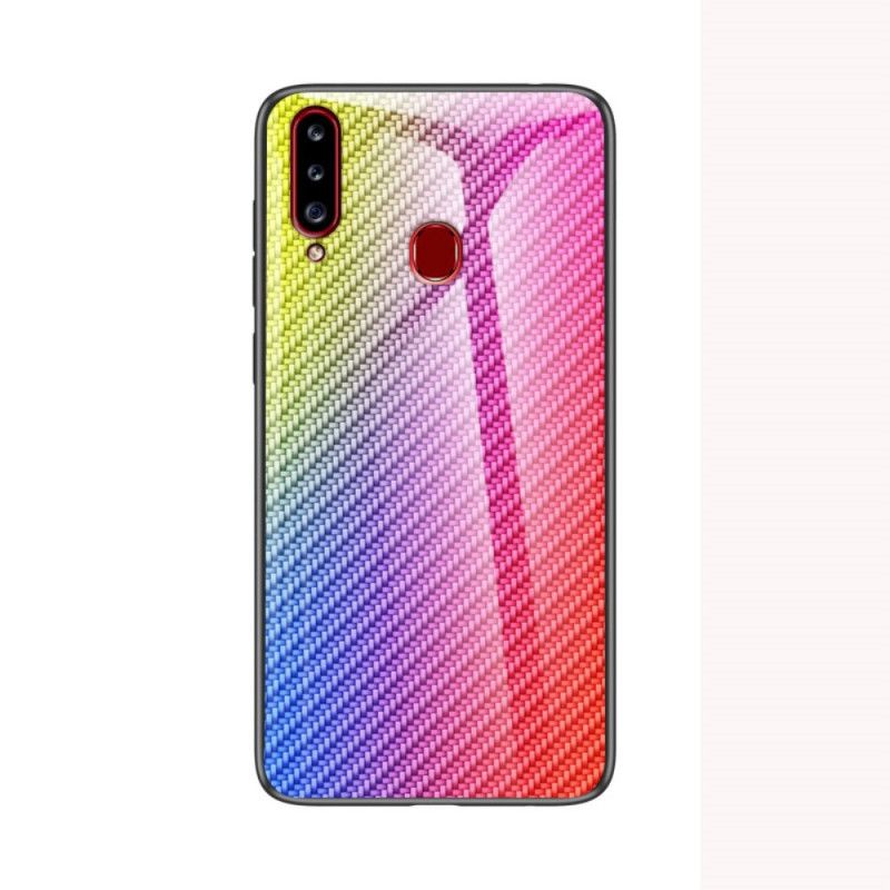 Cover Samsung Galaxy A20s Sort Kulfiber Hærdet Glas Beskyttelse