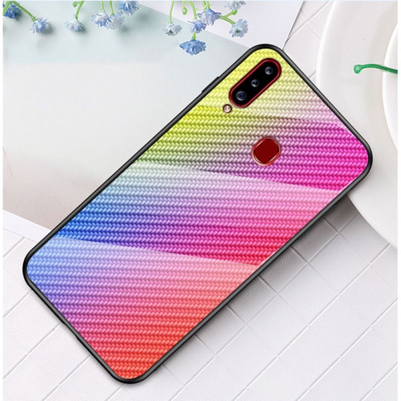 Cover Samsung Galaxy A20s Sort Kulfiber Hærdet Glas Beskyttelse